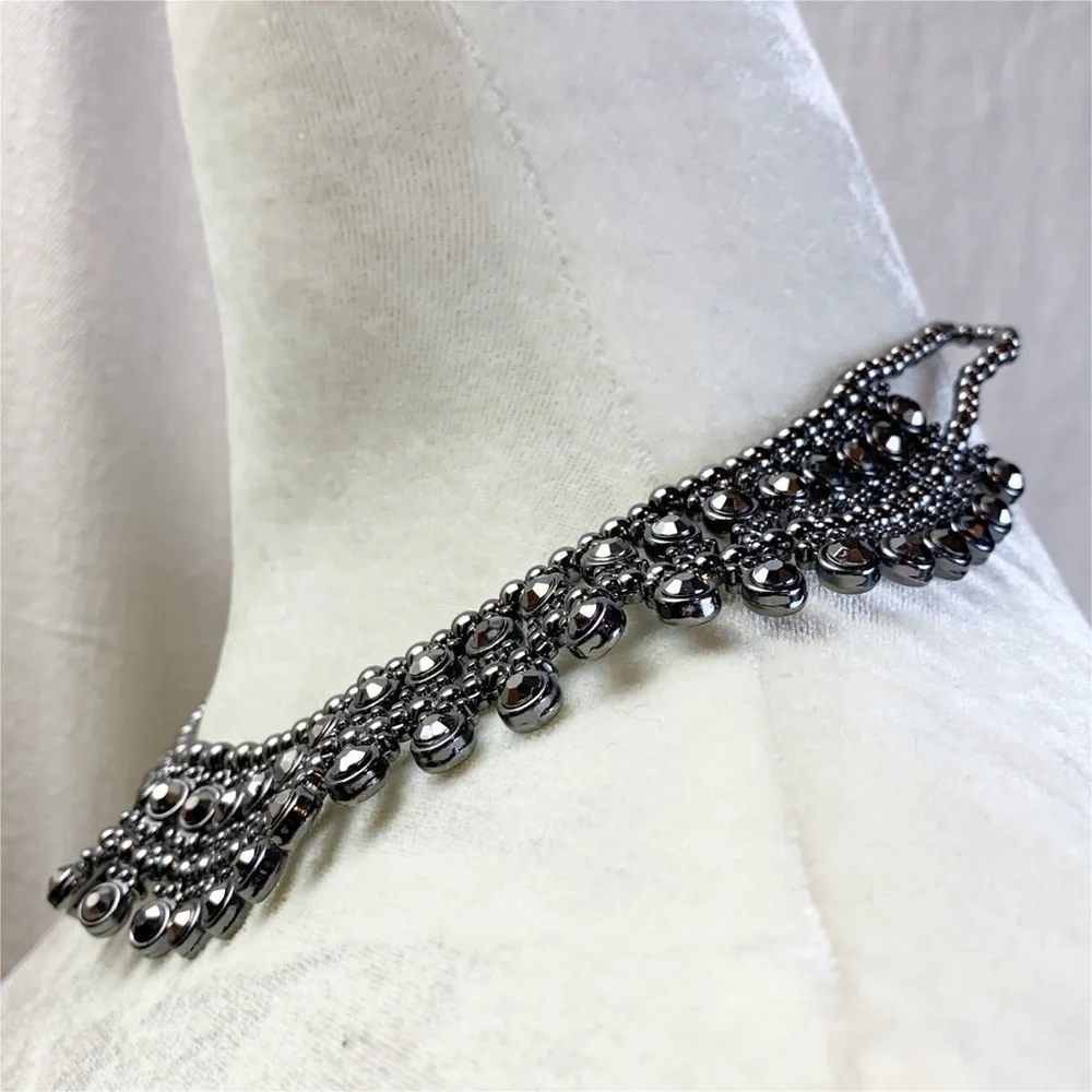 Bill Blass Gunmetal rhinestone Bib Necklace